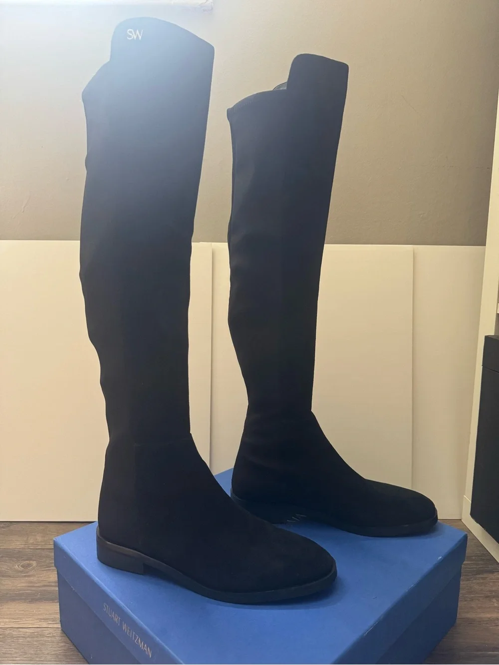 Stuart Weitzman Keelan Black Suede Over-the-knee Boots 7.5